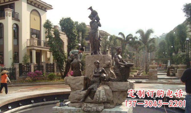 济南小区西方美女喷泉人物铜雕