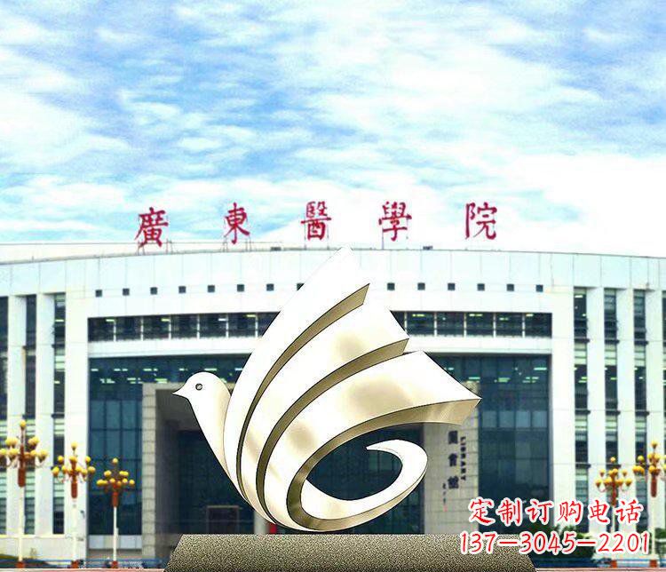 济南校园不锈钢抽象和平鸽雕塑