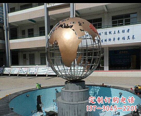 济南校园不锈钢地球喷泉雕塑