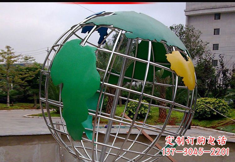 济南校园不锈钢地球仪造型雕塑