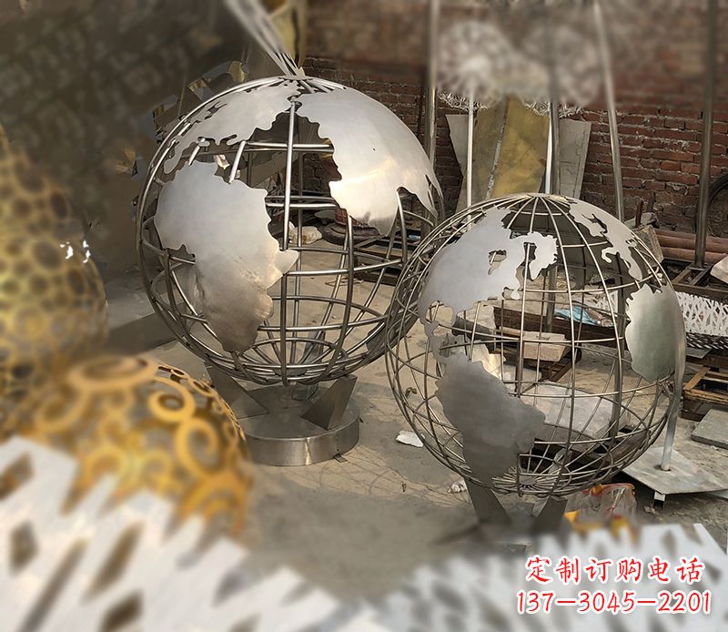 济南校园不锈钢地球仪雕塑112