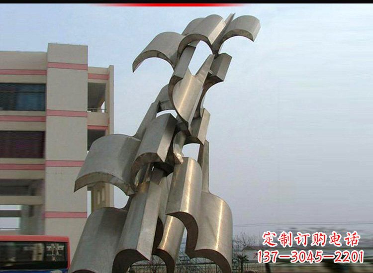 济南校园不锈钢书本景观雕塑