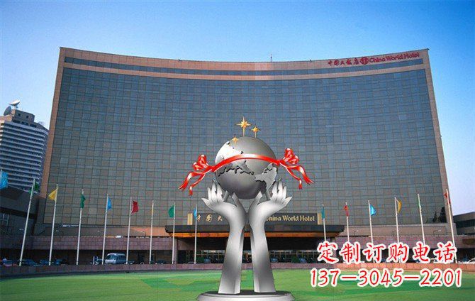 济南校园不锈钢双手捧地球雕塑
