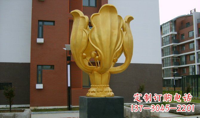 济南校园不锈钢紫荆花雕塑