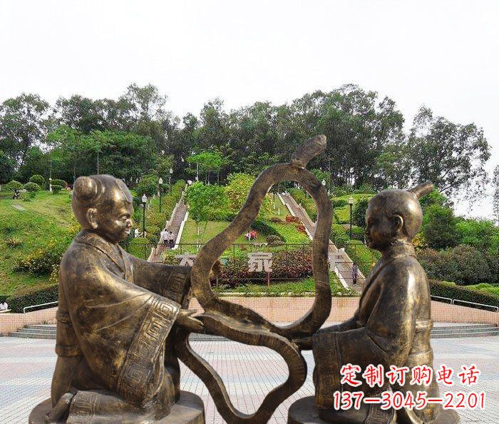 济南校园抽象孔融让梨铜雕