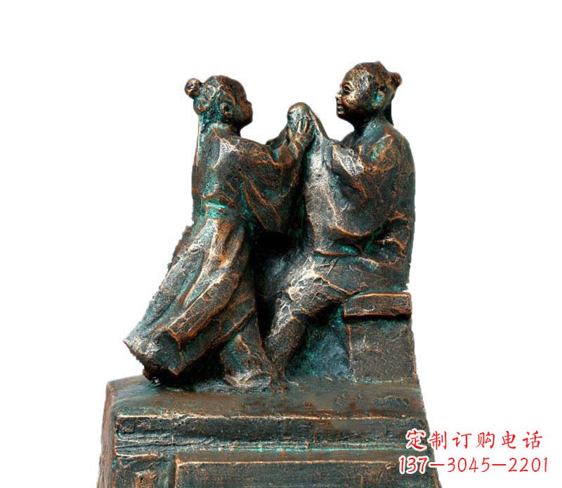 济南校园古代孔融让梨人物铜雕