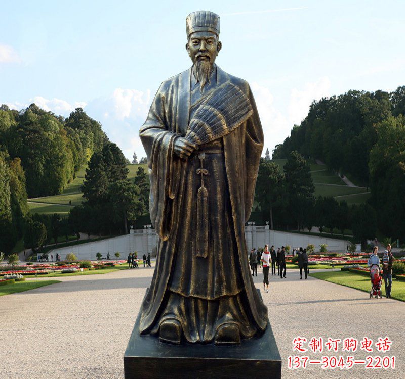 济南校园古代名人诸葛亮铜雕