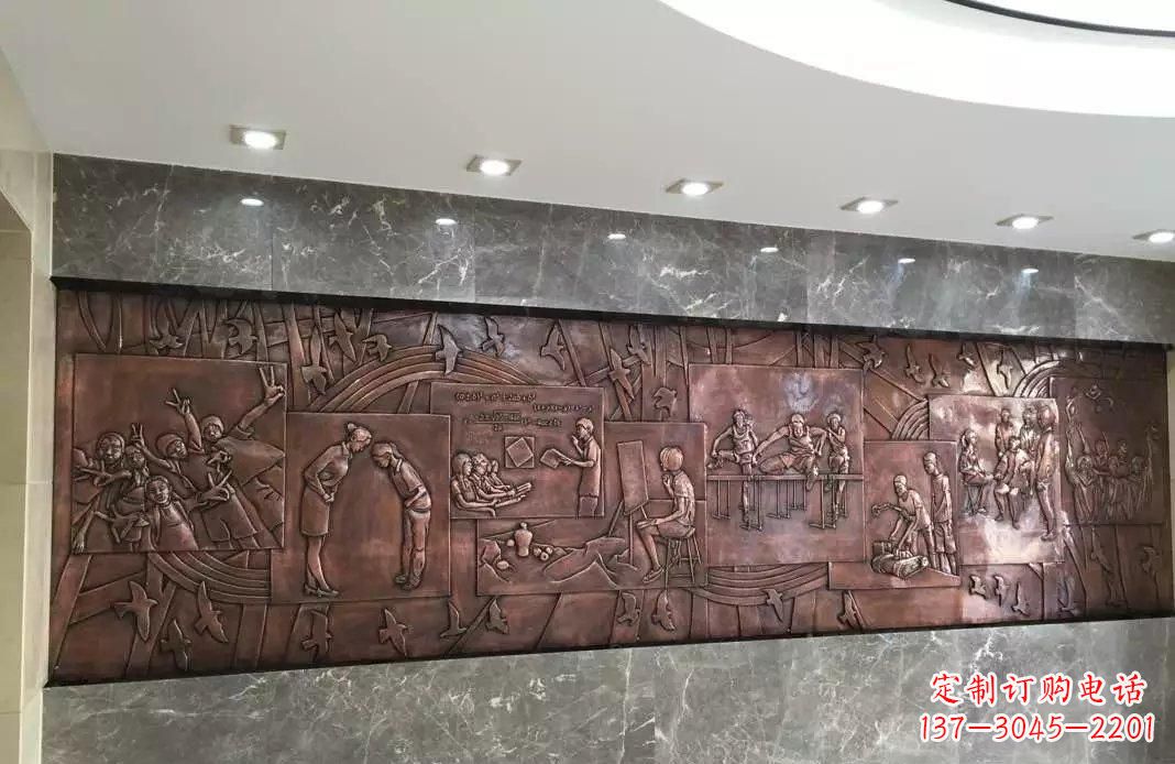 济南校园老师与学生铜浮雕