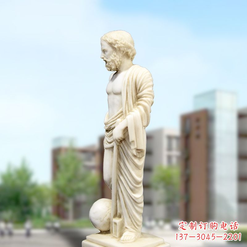 济南校园名人著名物理学家阿基米德石雕塑像