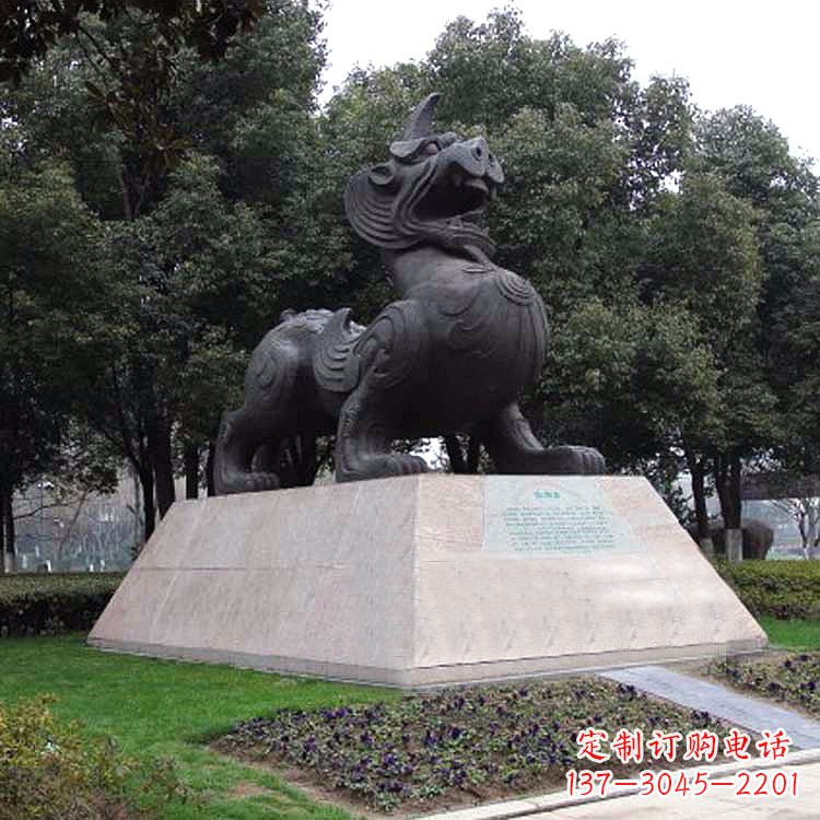 济南獬豸神兽雕塑-公园上古神兽景观雕塑