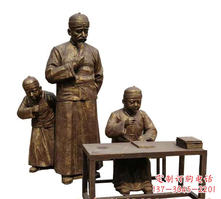 济南学生与老师人物铜雕