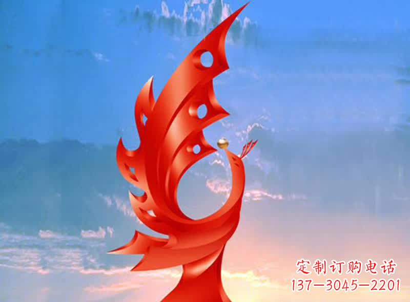 济南学校不锈钢奋进凤凰标志雕塑