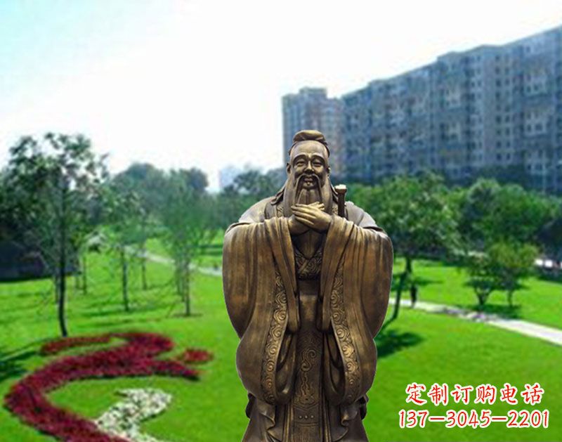济南学校孔子行教像铜雕