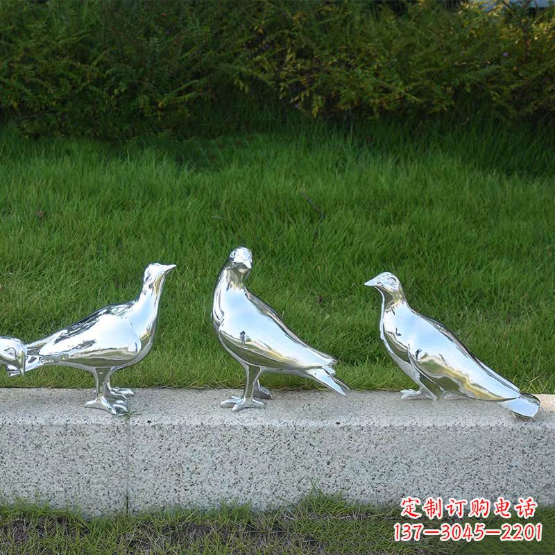 济南银白色不锈钢电镀鸽子雕塑摆件