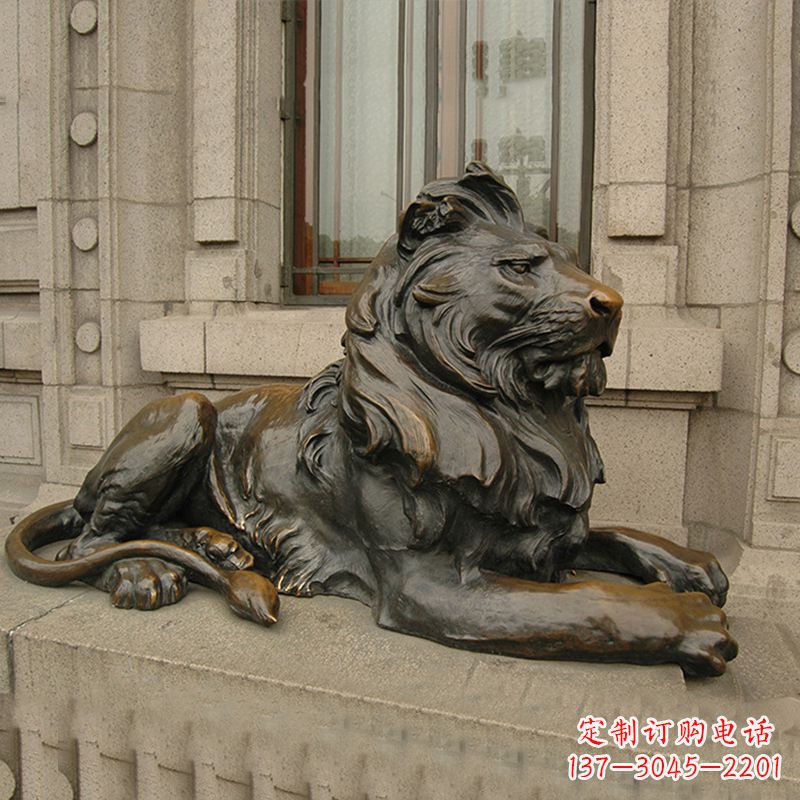 济南银行大门铜雕港币狮子看门动物雕塑