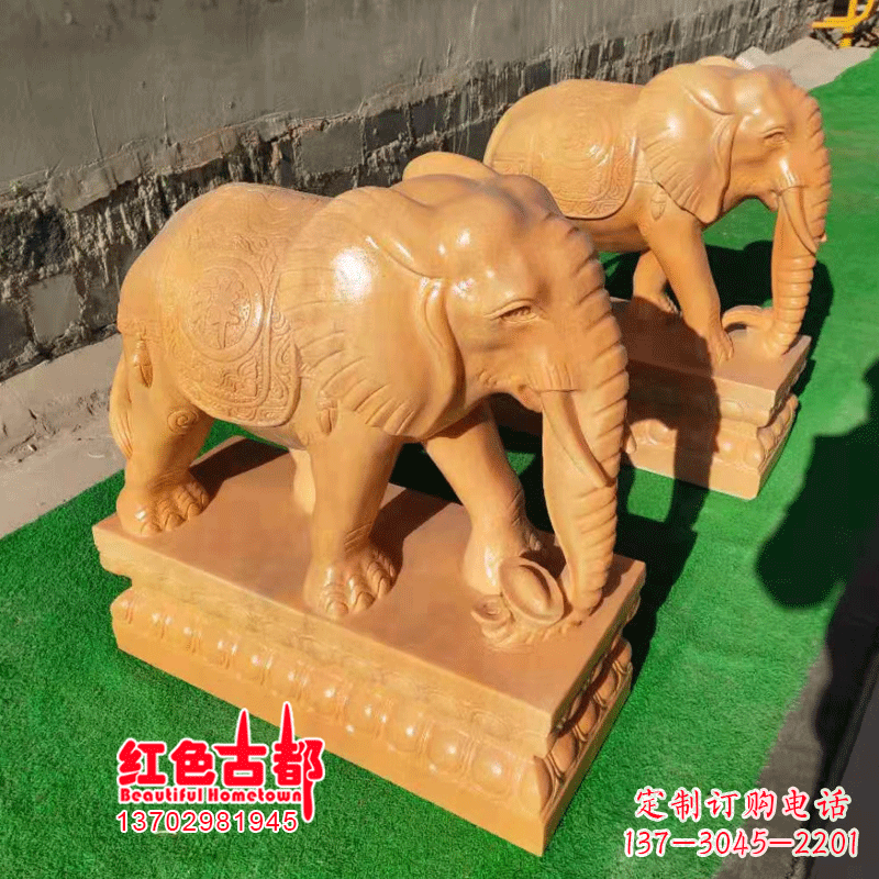 济南银行门口的石雕大象
