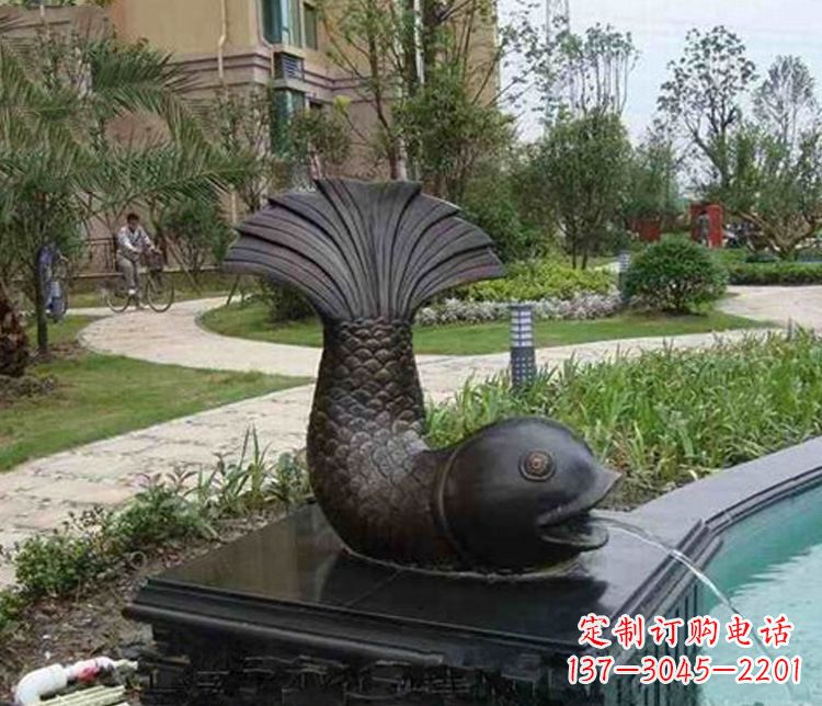 济南鱼喷泉铜雕