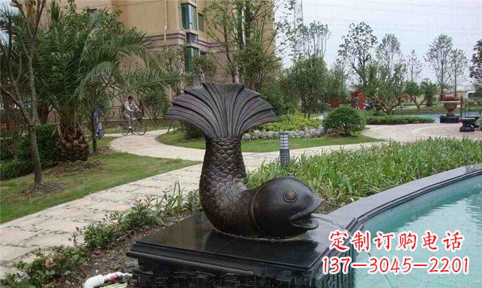 济南鱼式喷泉小区景观铜雕
