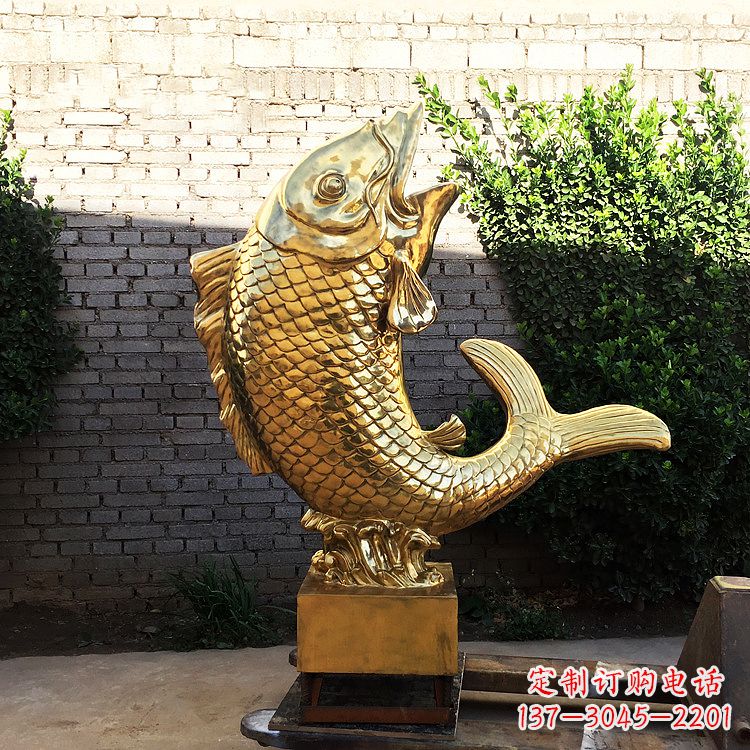 济南鱼跃景观铜雕-纯铜铸造企业商场动物雕塑摆件