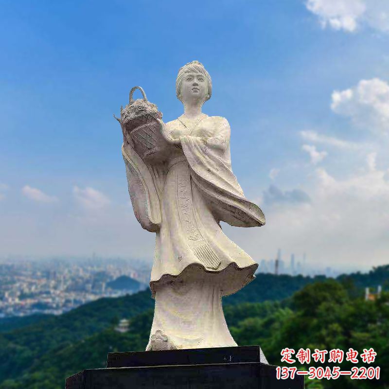 济南虞姬景观石雕像-景区园林古代美女雕塑