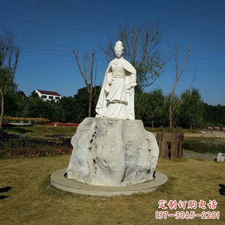 济南虞姬石雕塑-公园历史名人楚汉时期美女雕像