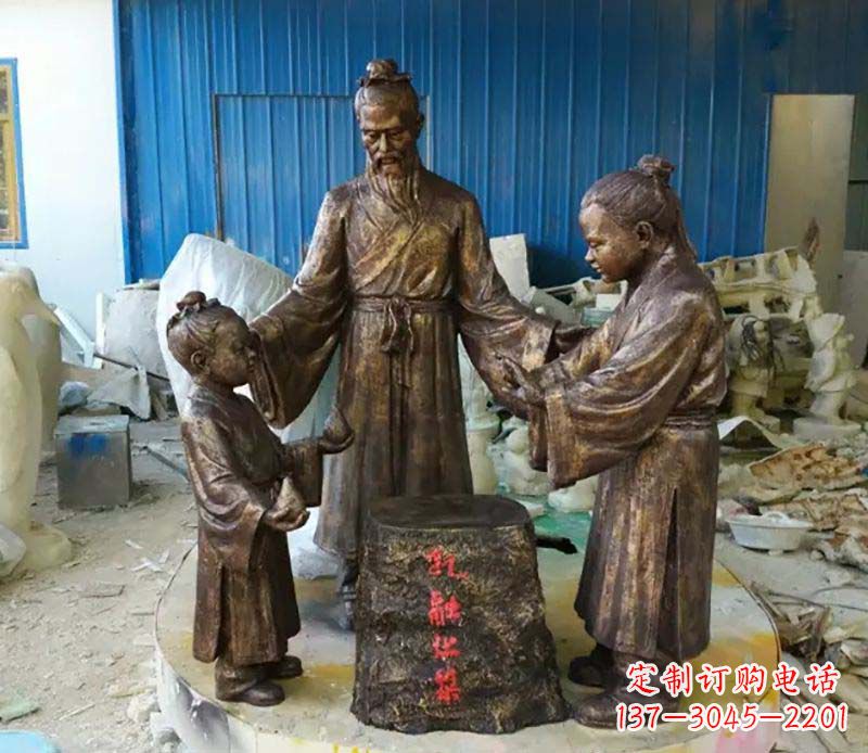 济南寓言故事孔融让梨人物铜雕