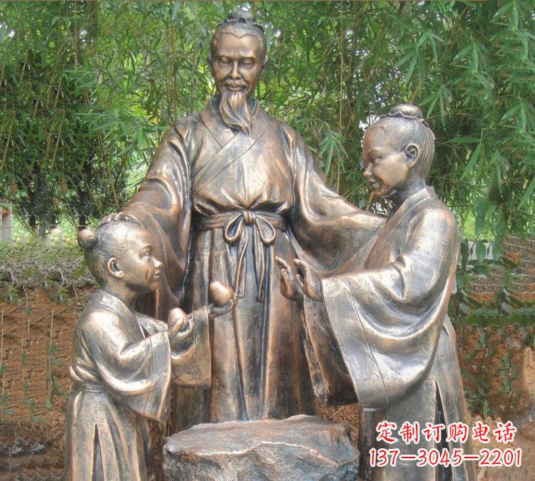 济南寓言故事铜雕_孔融让梨