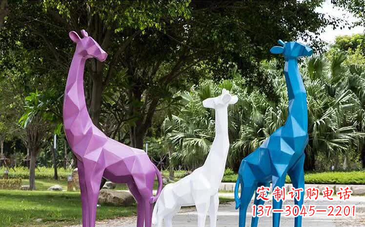 济南园林不锈钢动物长颈鹿雕塑