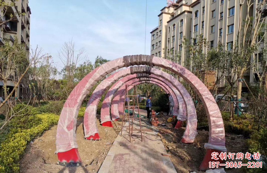 济南园林不锈钢拱门景观雕塑