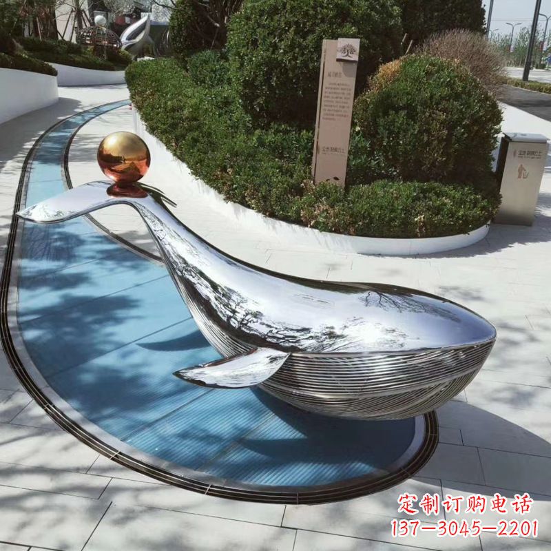济南园林不锈钢海豚景观摆件