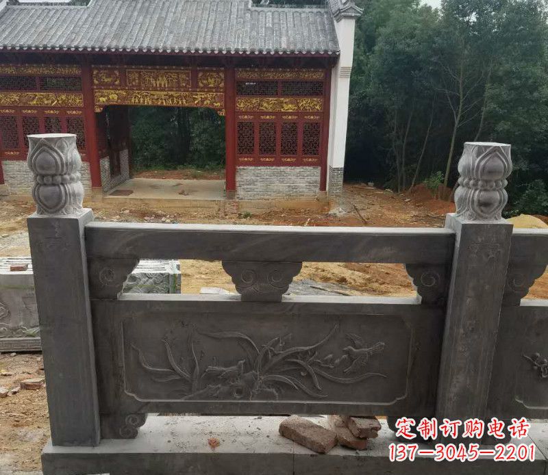 济南园林仿古兰花石浮雕栏板景观石雕