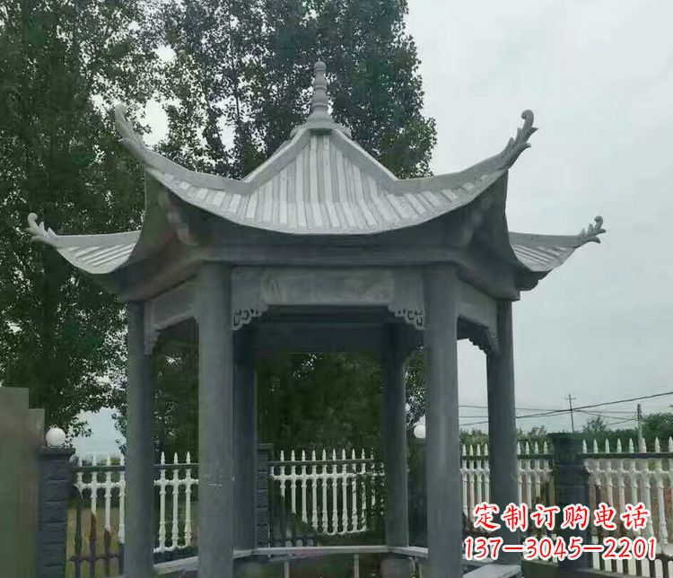 济南园林仿古石凉亭景观石雕 (2)
