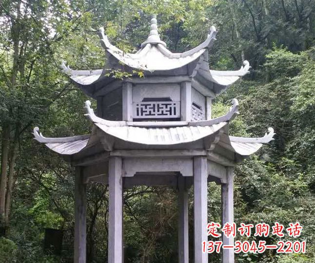 济南园林仿古石凉亭景观石雕 (3)