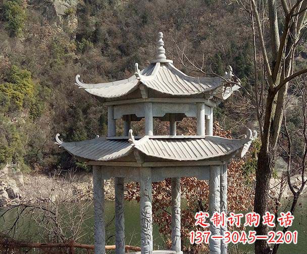 济南园林仿古双层石雕凉亭