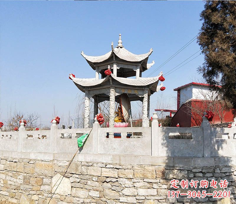 济南园林仿古双层石凉亭景观石雕 (3)