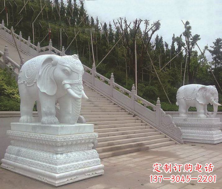 济南园林汉白玉大象景观石雕