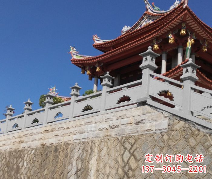 济南园林景观大理石镂空莲花石栏板