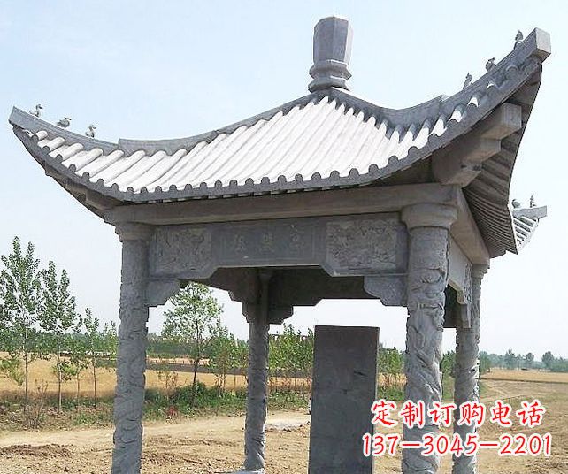 济南园林景观单层石雕凉亭 (4)