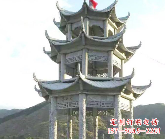 济南园林景观多层凉亭石雕 (3)