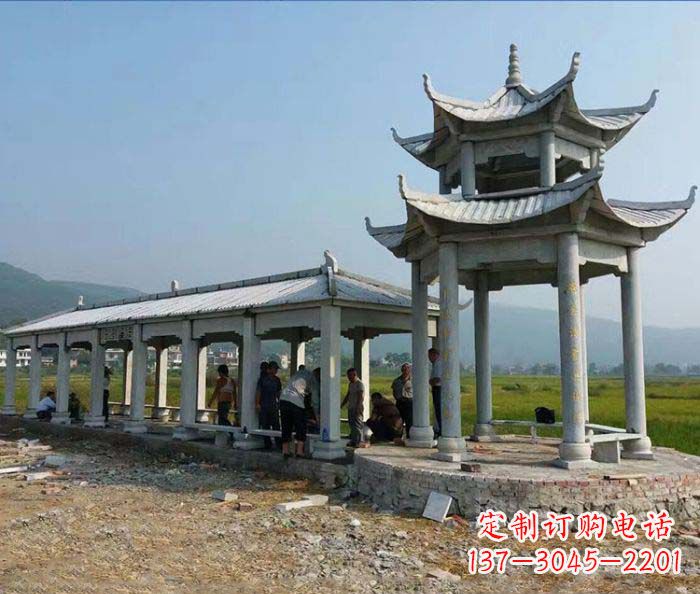 济南园林景观仿古石雕长廊凉亭