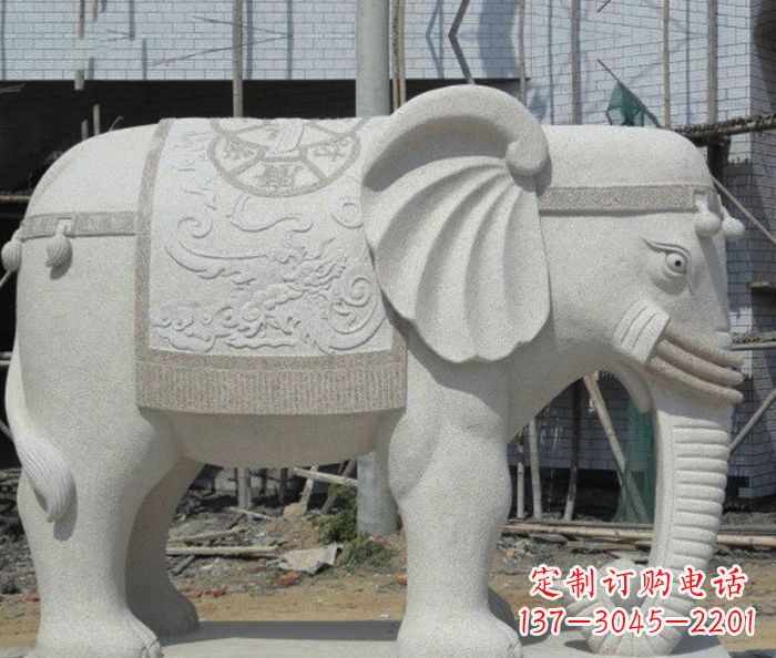 济南园林景观驮宝大象石雕 (2)