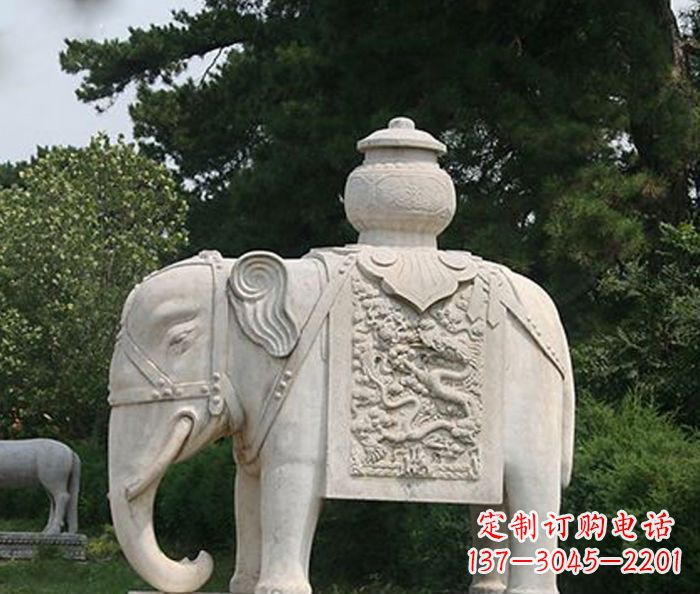 济南园林景观驮宝大象石雕