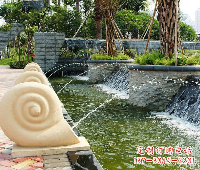 济南园林景观蜗牛喷泉石雕