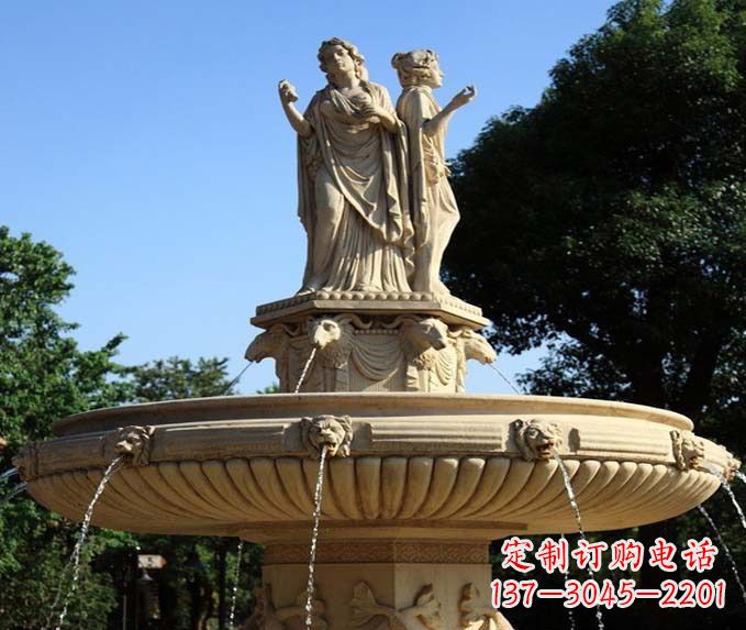 济南园林景观西方人物喷泉石雕