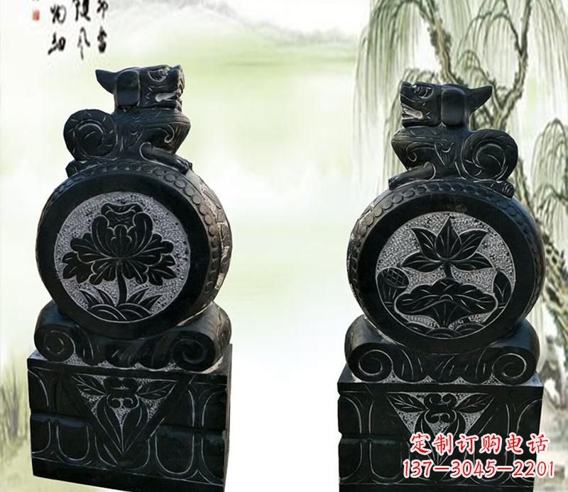 济南园林貔貅门墩石雕