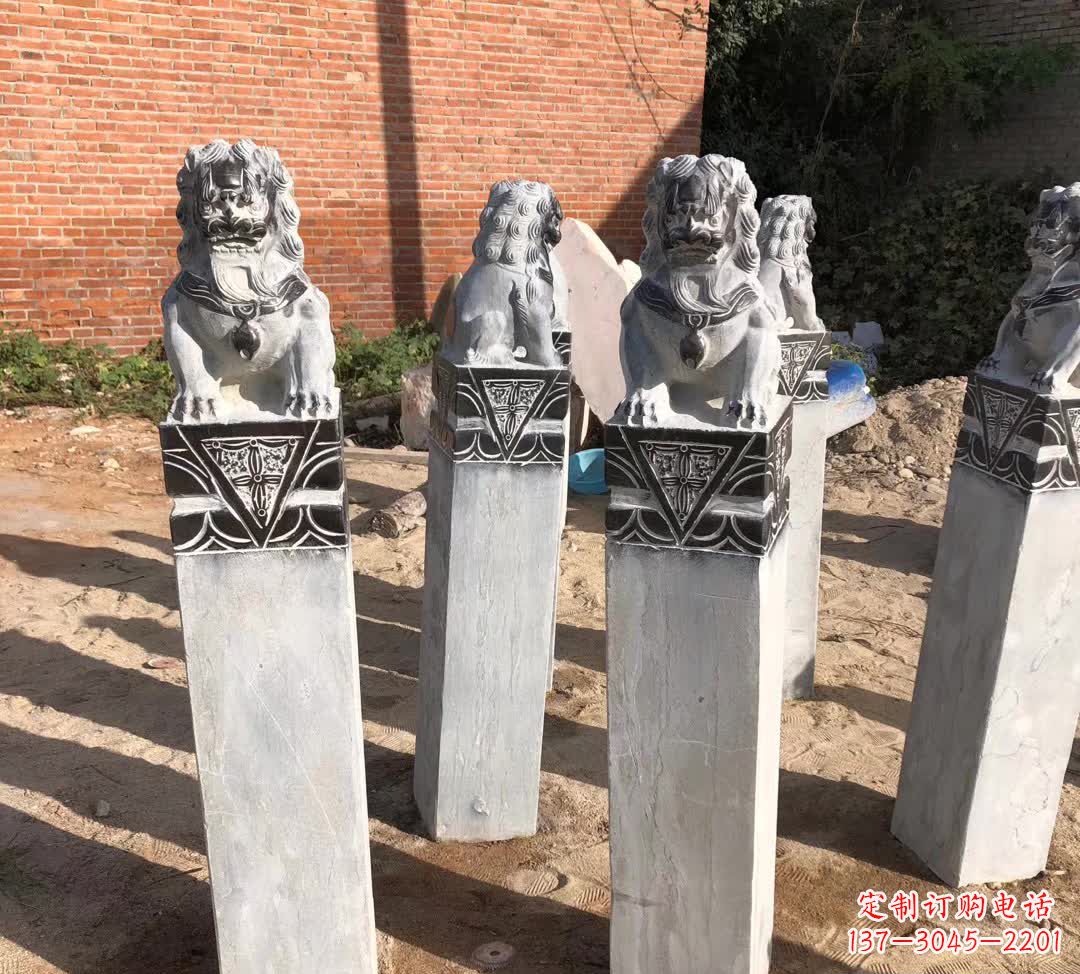 济南园林石雕狮子拴马桩