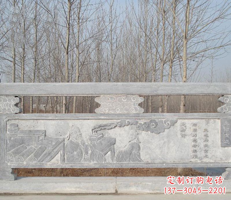 济南园林石浮雕栏板景观石雕 (3)
