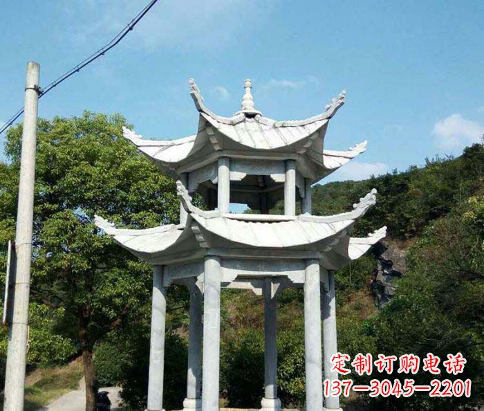 济南园林双层凉亭石雕