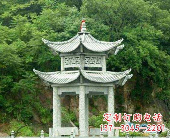 济南园林双层六角石凉亭景观石雕