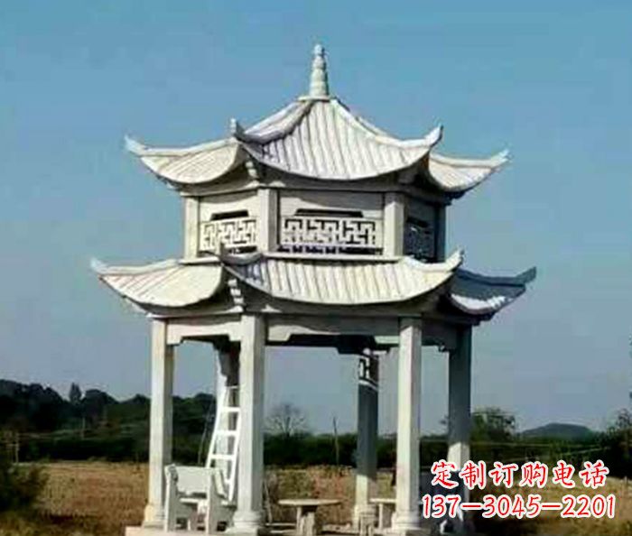济南园林双层石雕凉亭 (2)